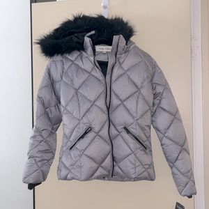 NEW faux fur hood diamond puffer jacket